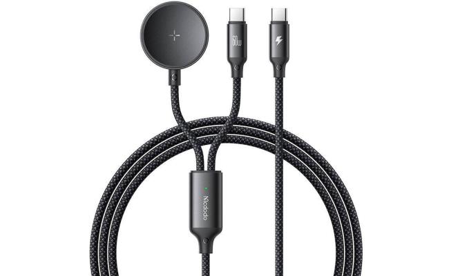 Mcdodo CA-4210 2-in-1 USB-C & Samsung Watch Charger 60W 1.2m - Black